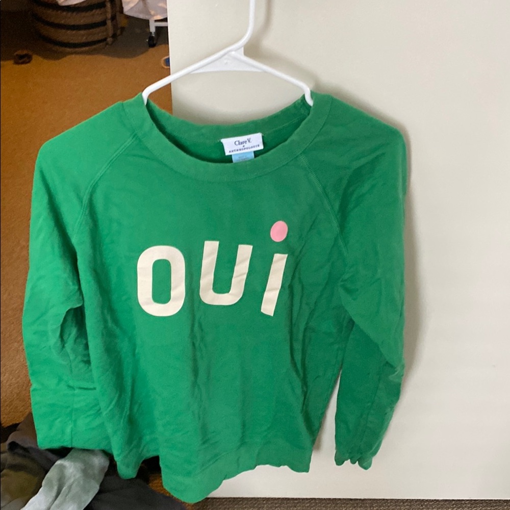 Clare V Green Long Sleeve Tee Oui Print